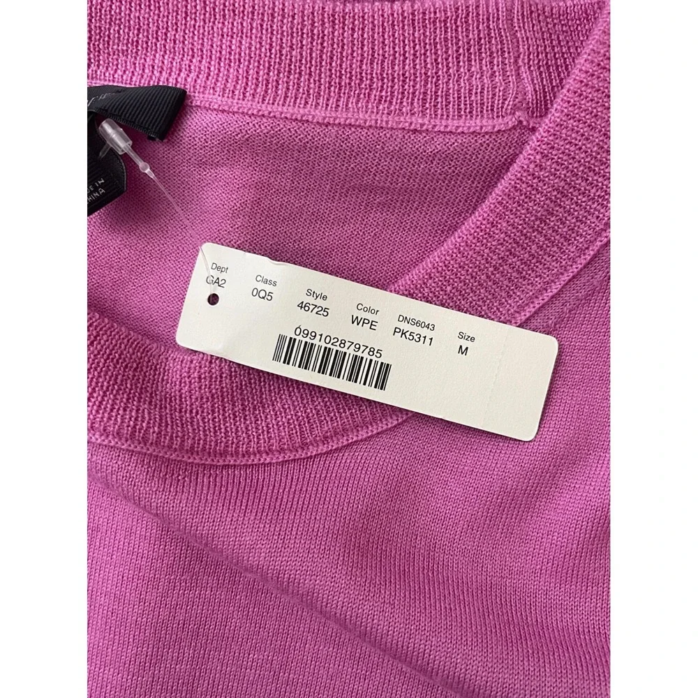 J.CREW Crewneck Sweater Medium Pink NEW 100% Merino Wool Preppy‎ Casual Coastal